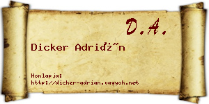 Dicker Adrián névjegykártya